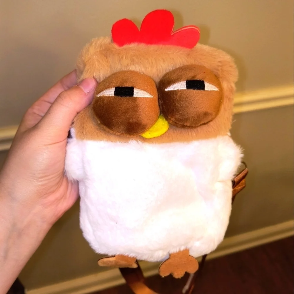 Kid’s Stuffed Animal Backpack Soft White and Brown Sleepy Chicken 8 inches